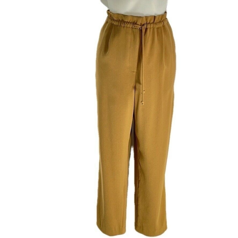 Aritzia Wilfred Pants Wide Leg Tan Size S Office Elastic Waist - Picture 3 of 14